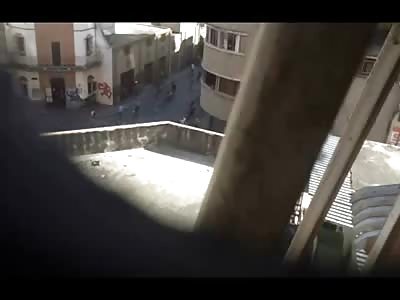 Protester in Venezuela is Shot to Death (Angle from Rooftop)