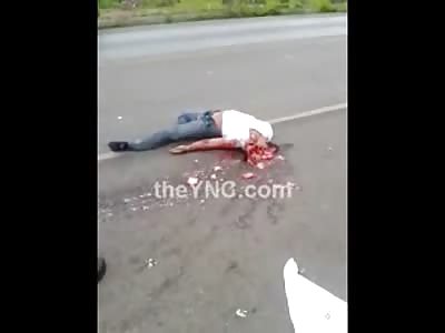 Motorcyclist is Laid out Brains Splattered in this Gorey Clip