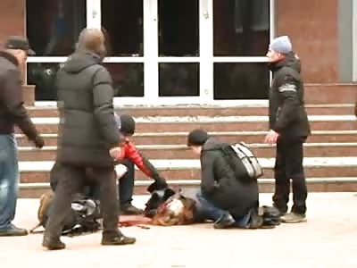 Woman is Shot in the Head with an AK-47 During Bizarre Riot at a Government Building (Gun Shot & Aftermath)