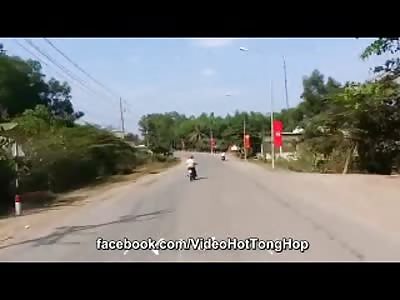 Guess What Happens to Mr. Cool Guy Swerving in and Out of Traffic on his Bike 