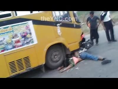 Guy Still Alive Under Bus Receives IV Drip On the Scene