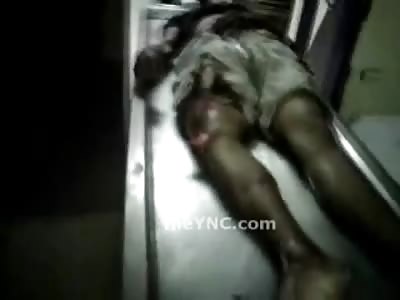 Incoming!! Just 2 Dead Guys arriving at a morgue on a Real Squeaky Table 