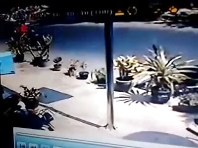 Scooter trying to Merge into Traffic ends up in Violent Collision