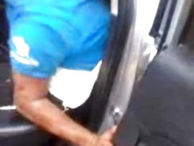 Man Stuck in his Car With Legs Crushed Struggle to get out of his Car