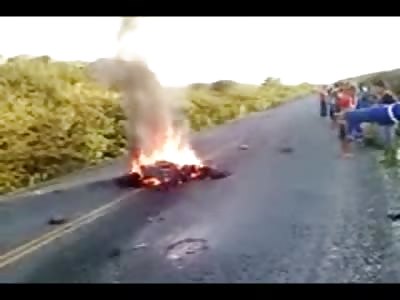 Another Bike Accident, This time However, the Dude isn't Crushed in a Million Pieces ... This one Burns to Death