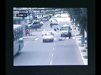 Girl in Pink Shorts Crossing the Street is Smashed by Drunk Driver