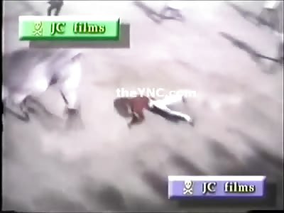 A Perfect Ricochet Knockout by Bull sends Rider into Convulsions 