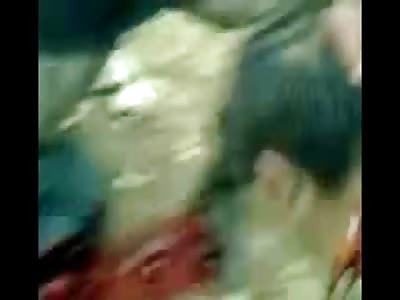 Blood Squirting Beheading from Homs then they Parade it Down the Steet 