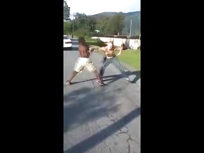 Bigger White Boy gets His Face Pounded by a Smaller Black Opponent