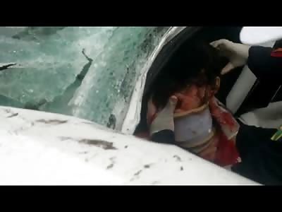 Woman Barley Alive Dying Inside of her Car after Horrific Accident