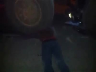 Another Case of Truck on Top of the Head Syndrome..Watch the Truck Roll Off