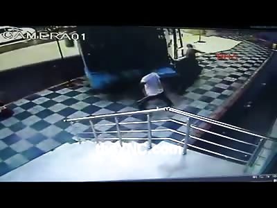 Incredible Video Shows an Out of Control Bus Crushing Men Talking on a Street Corner