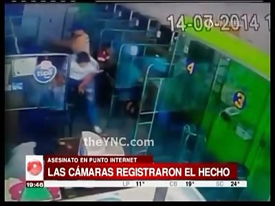 Man is Blown Away at Point Blank Range in Internet Cafe with 3 Head Shots 