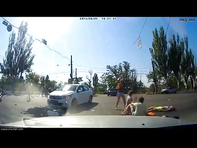 Motorcyclist Takes his Last Ride after Crashing into this White Car at High Speeds