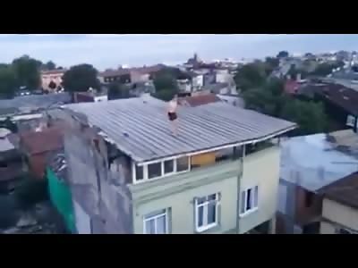 Man Commits an Incredible Head First Suicide Jump