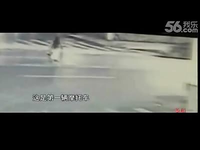 Jaywalking Woman Playing a Game of Frogger is Killed When She's Hit by a Motorcycle