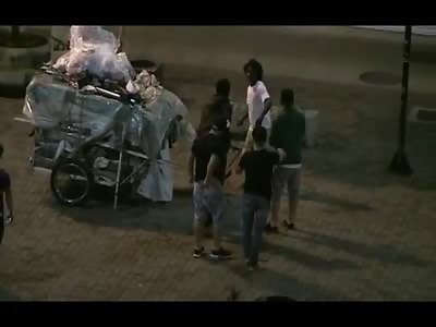 Homeless Man Attacked by Group gets a Bottle Busted over his Head