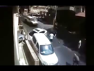 Man gets Hit by Car Twice in Ridiculous Road Rage incident (Watch Man in Striped Shirt at Start of Video)