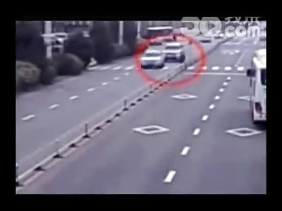 CCTV Catches Man Attempting Suicide by Jumping Underneath a Speeding Car on the Thruway 