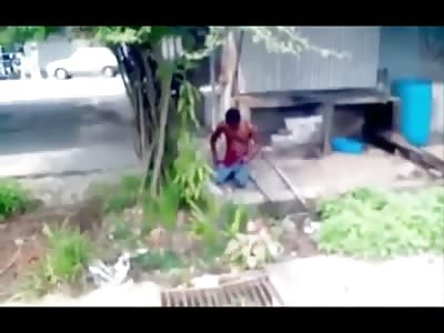 Man Having a Serious Mental Breakdown is Pulling His Organs Out with His Hands 