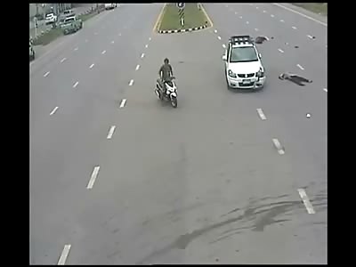 Double Riding Bikers Struck in Violent Collision in the Street 