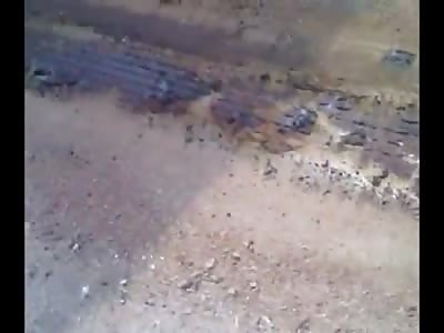 Follow the Guts on the Road...man is COMPLETELY Destroyed by Cement Truck 