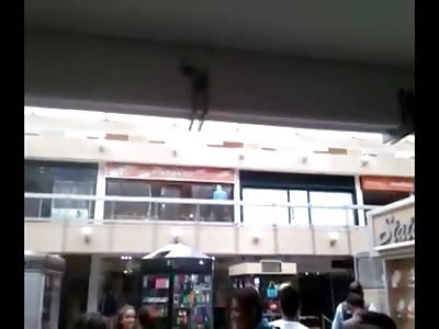 Suicidal Man Attempts Death by Nosedive from Second Story Shopping Mall Balcony