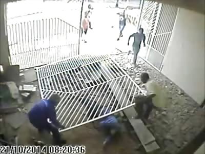 Iron Gate Falls on Mans Head Cracking His Skull