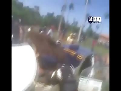 Rally Car comes Out of Nowhere to Blast a Pedestrian into the Air (Watch Slow Motion) 