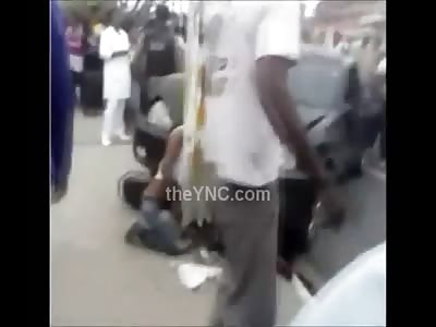 Amazing but Sad Video Shows Girl Crushed between a Car and a Pole