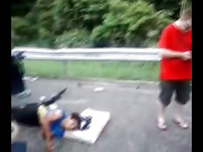 Wrong Way to Get Busted...Car Full of Bricks of Marijuana Crashes in the Street 