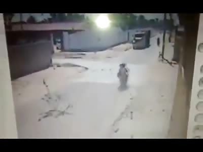 Instant Death..Motorcyclist Can't Stop in Time and Dies Sliding under Wheel