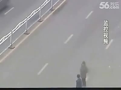 Woman's Amazing Suicide Attempt vs. a Bus (2 Angles)