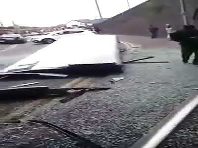 Bus Crashed Into A Low Bridge Taking Off The Top