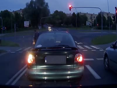 Bicyclist Gets Smoked By Car Crossing the Road (Zoom Added)