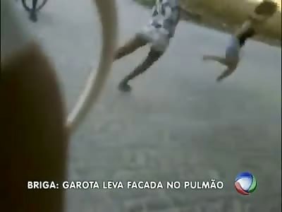 Girl stabbed in the lung leads fight