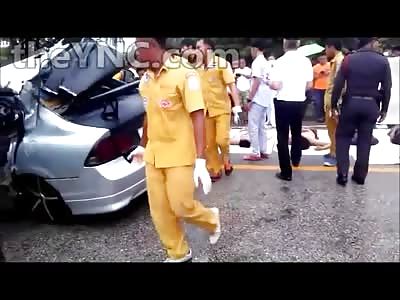 Head on collision kills 6 in Thailand... Little girl just learning the procedures