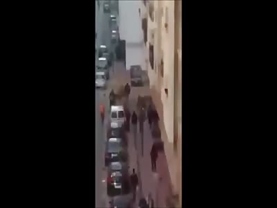 Burning Man Running Down the Street