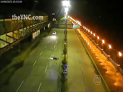 Rider Loses Control and Falls of his Bike Being Brutally Hit by a Car Right in the Head (Slow Motion Added)