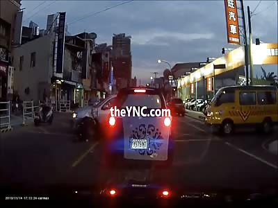 Rider Does not Respect the Signage and Sticks His Face in the Car