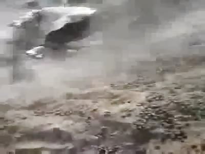 Saudi guys beating with sticks on a camel and even using a car to prevent him to kill another