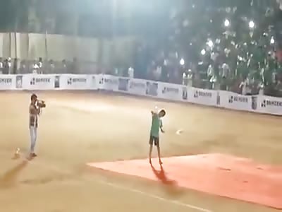 Crowded Stadium Bleachers Collapse  ( closer angle)