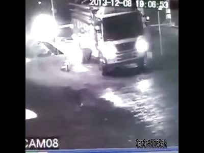 Two Bikers Die Trampled by Truck after Motorcycle Head Collision 