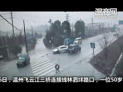 Man Bumped by a Car Then Trampled by Another