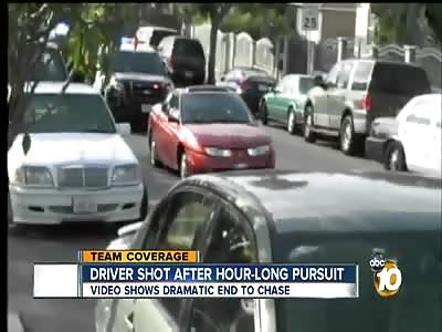  High-speed Police Chase Ends  with a  Rain of Bullets Over the Driver
