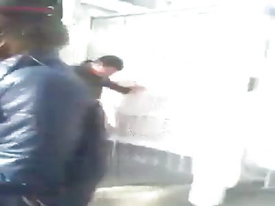 Fucking coward uses his pepper spray before battle