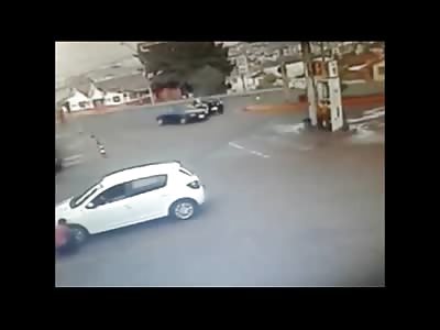 Motorcyclist Flies a Good 100 Feet after Collision 