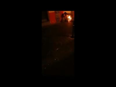 Drug Addict Burning on the Sidewalk and Nobody Cares including Him 