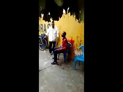 Thief agonizes drowning in his own blood..Died Moments later 