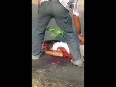 Someone has to do it right?  Man Cleaning Up Fatal Accident Scene 